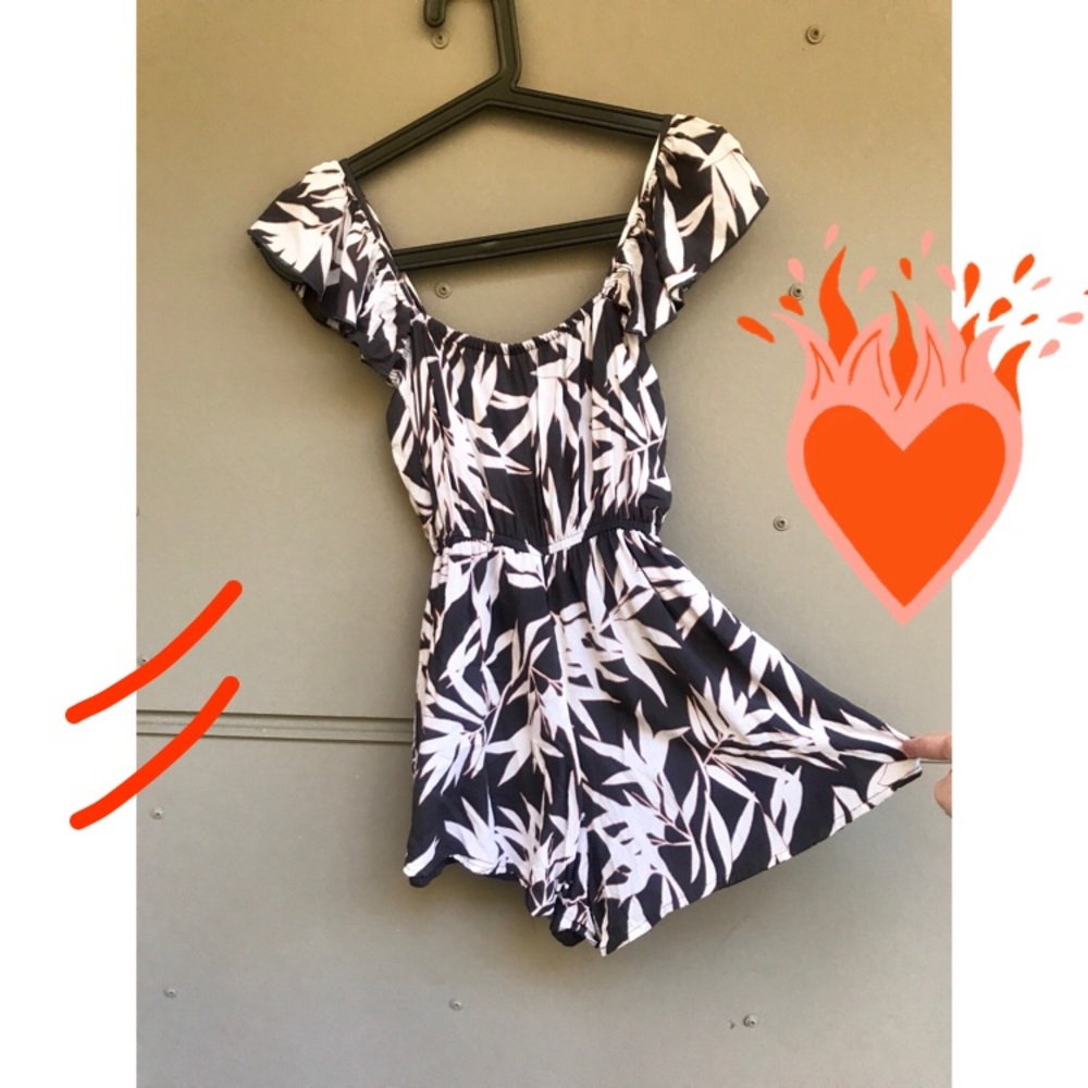 Tropical Flirty Palm Playsuit Amuse Society Romper